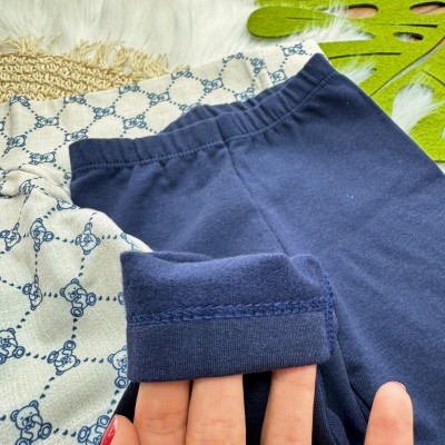 Conj. Batinha Manga Longa Ursinhos e Calça Legging - Areia e Azul Marinho